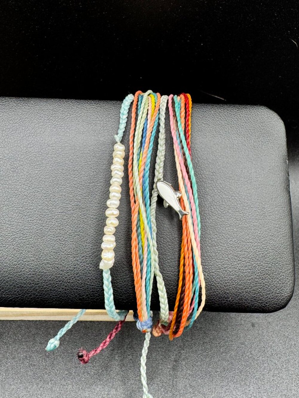 Pura Vida Pearl Beaded Whale Charm Pastel Rainbow Beach Boho Bracelet Stack
